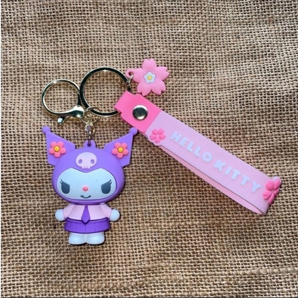 SANRIO KUROMI Hello kitty Charm Keychain Purple Kawaii Licensed Japan Import - Picture 5 of 9